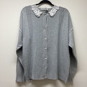 Vintage WESTERN‎ CONNECTION | Silk Angora blend Cardigan size L Gray/White